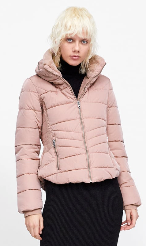 pink puffer jacket zara
